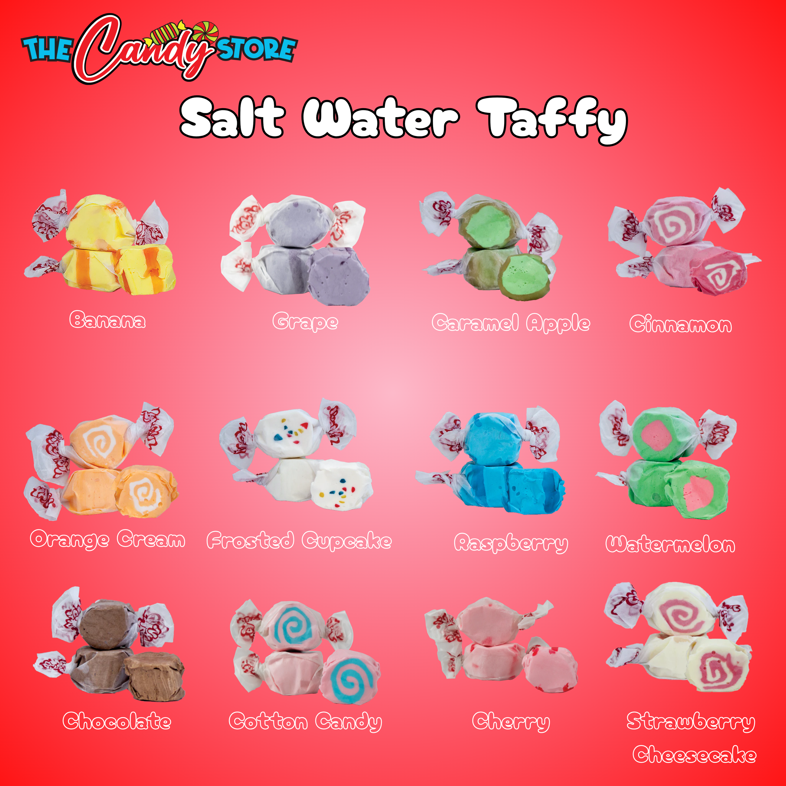 Gourmet Salt Water Assorted Taffy (Candy Pack Of 10) (Halal Friendly)
