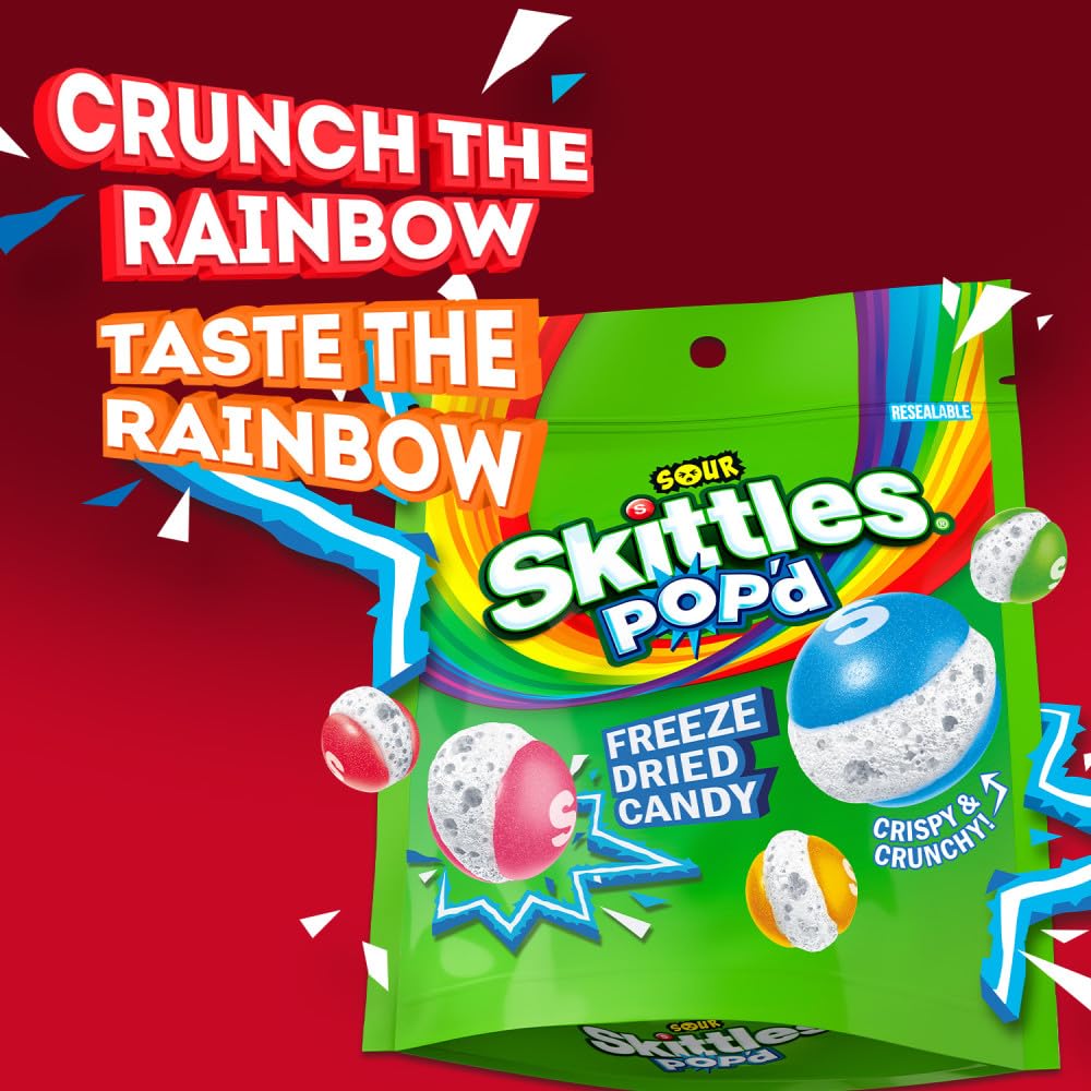 Skittles POP'd Sour Freeze Dried Candy Bag