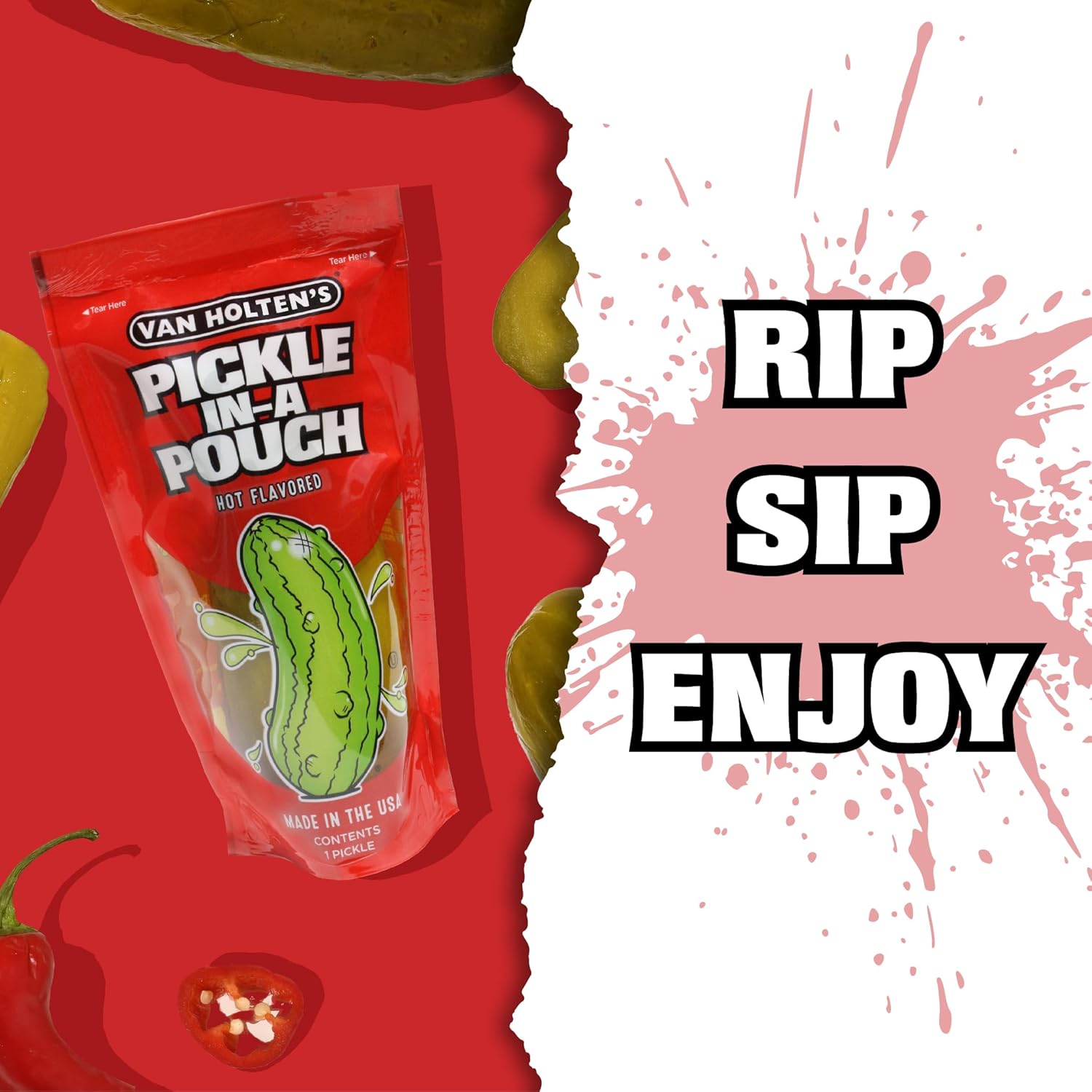 Van Holten's Jumbo HOT Pickle-In-A-Pouch