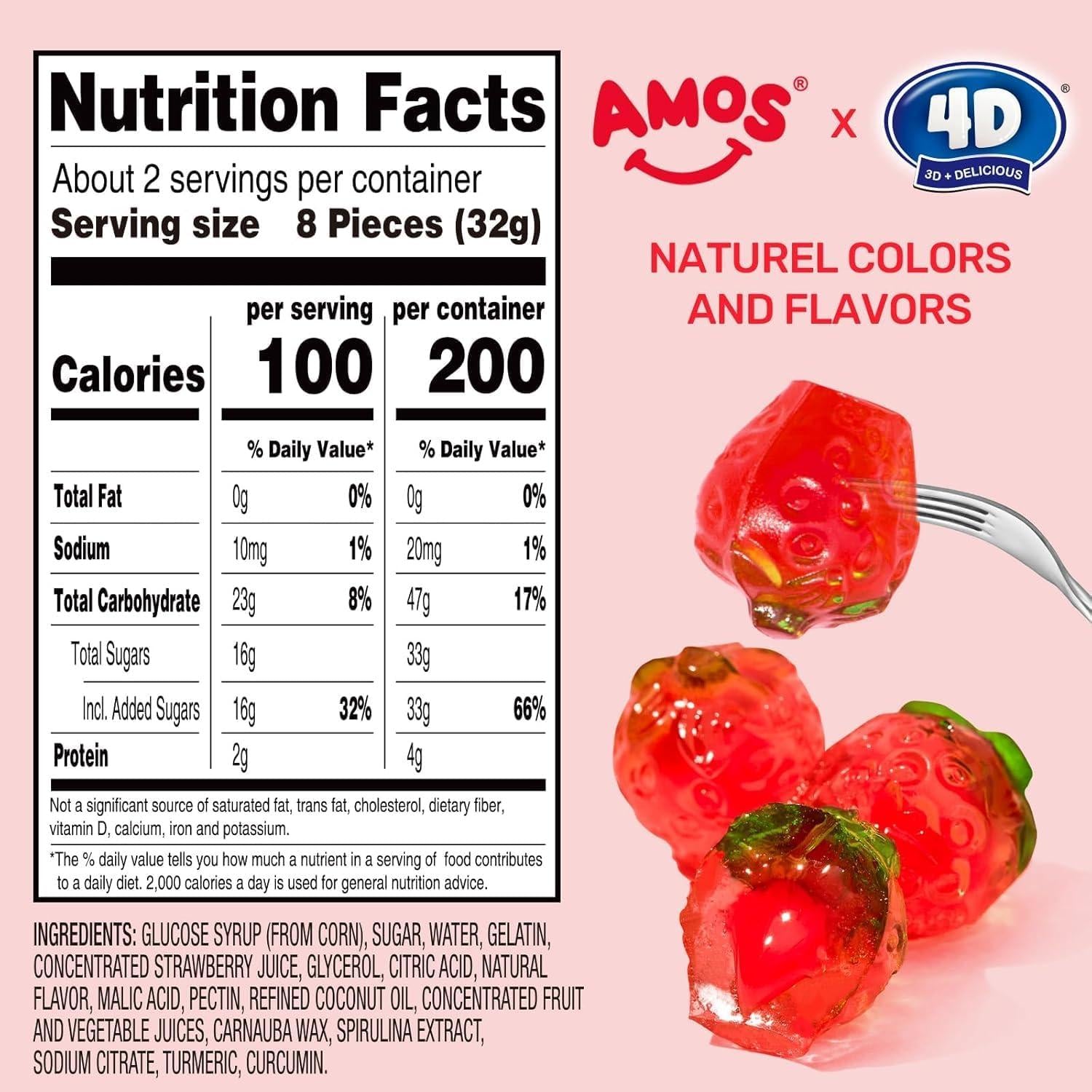 Amos 4D Strawberry Burst Fruit Gummy (Halal)