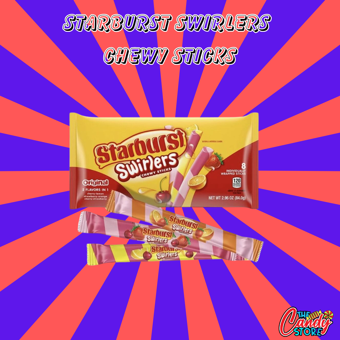 Starburst swirlers Chewy Candy Sticks - 84g - Vegeterian - Imported from the US by TCS