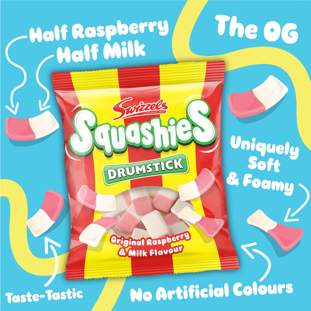 Swizzels Squashies Original Raspberry & Milk Chewy Candy
