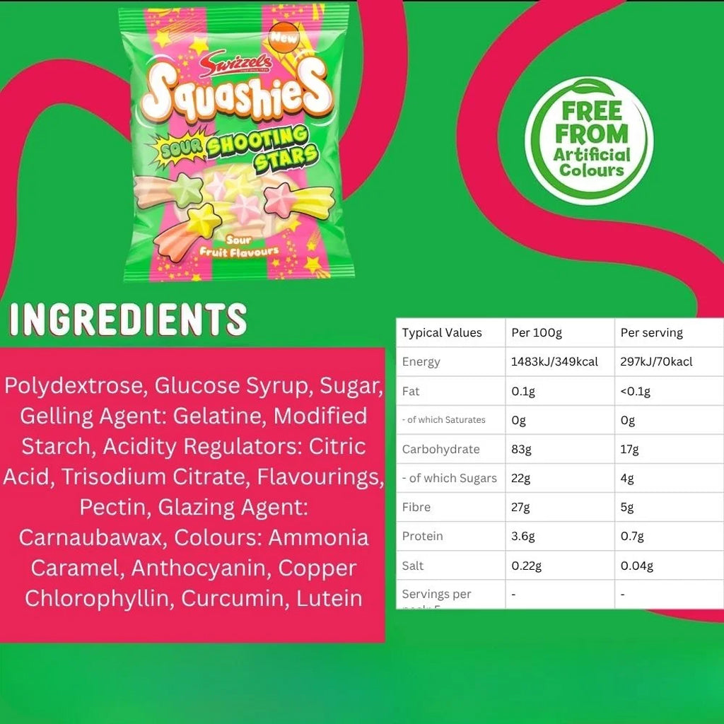 Swizzels Squashies Sour Shooting Stars Gummy Sweet