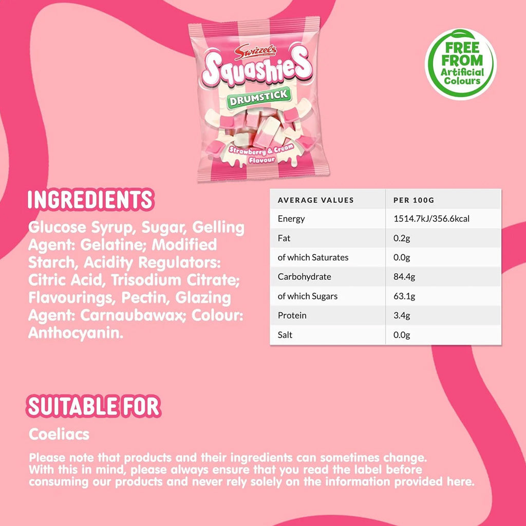 Swizzels Squashies Strawberry & Cream Chewy Candy