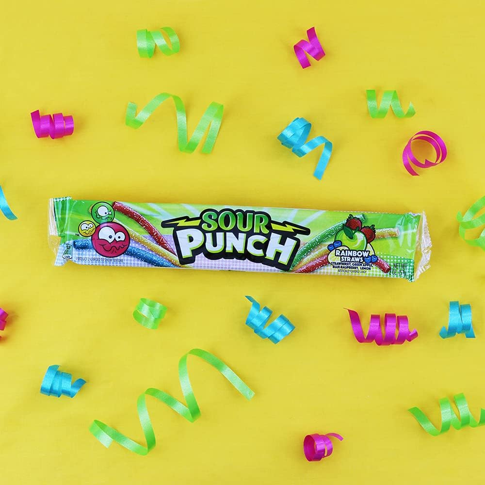 Sour Punch Rainbow Candy Sour Straws