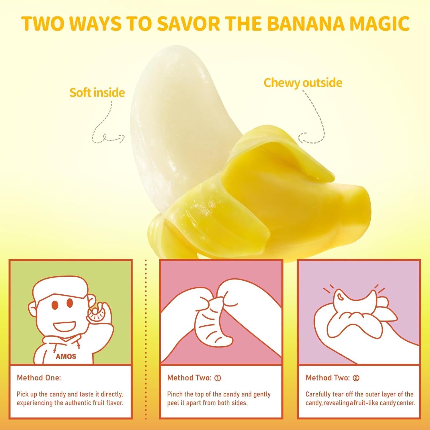 Amos Peelerz Peelable Banana Gummy Candy (Halal)