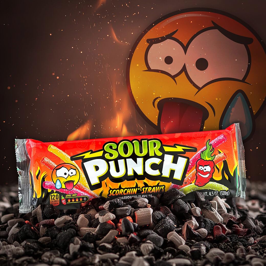 Sour Punch Scorchin Straws Fruity Candy