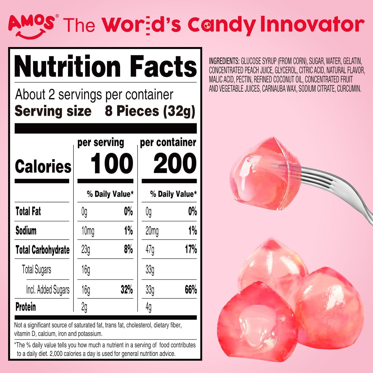 Amos 4D Peach Burst Fruit Gummy
