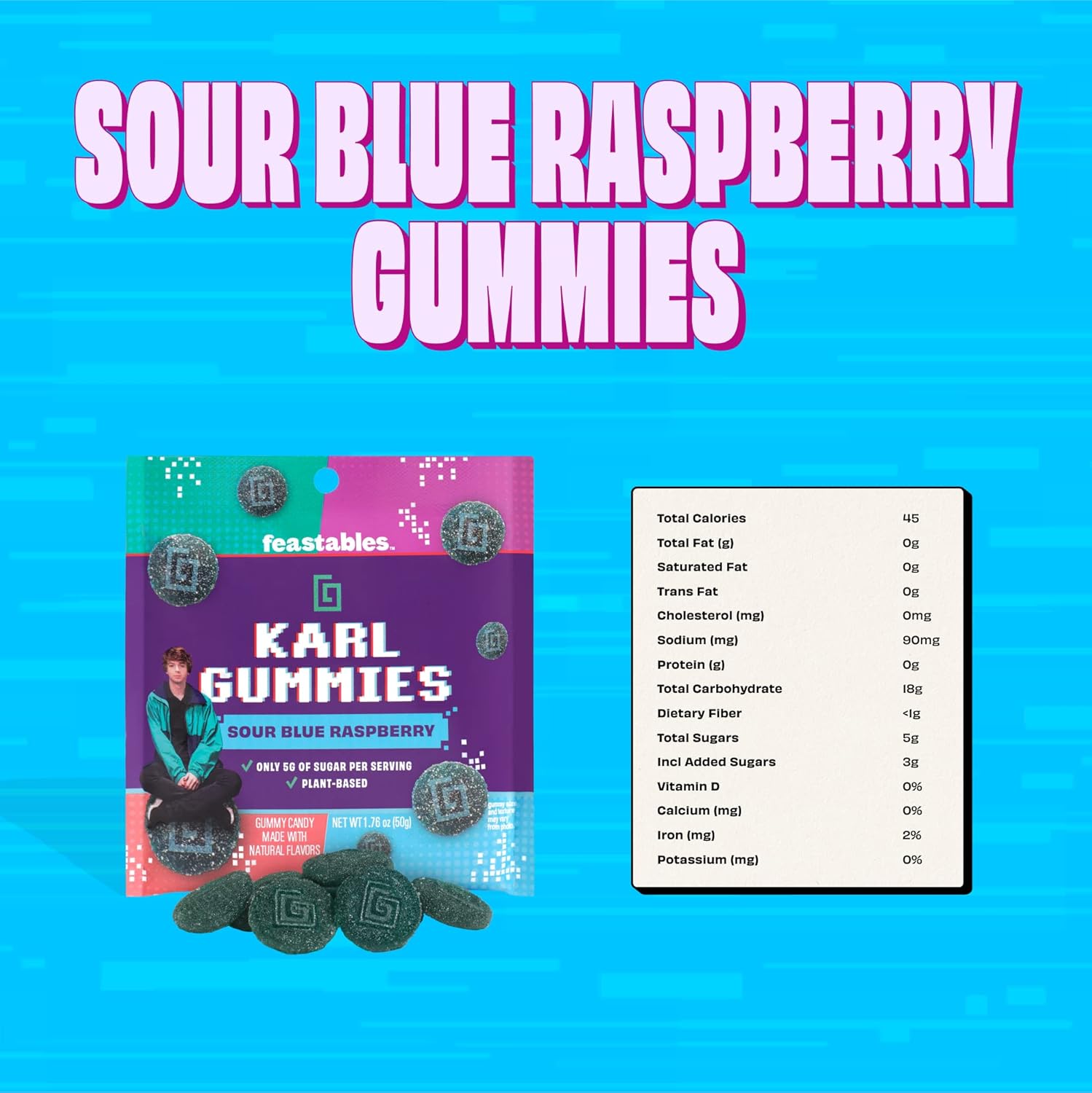 Feastables Karl Gummies Blue Raspberry Sour Candy