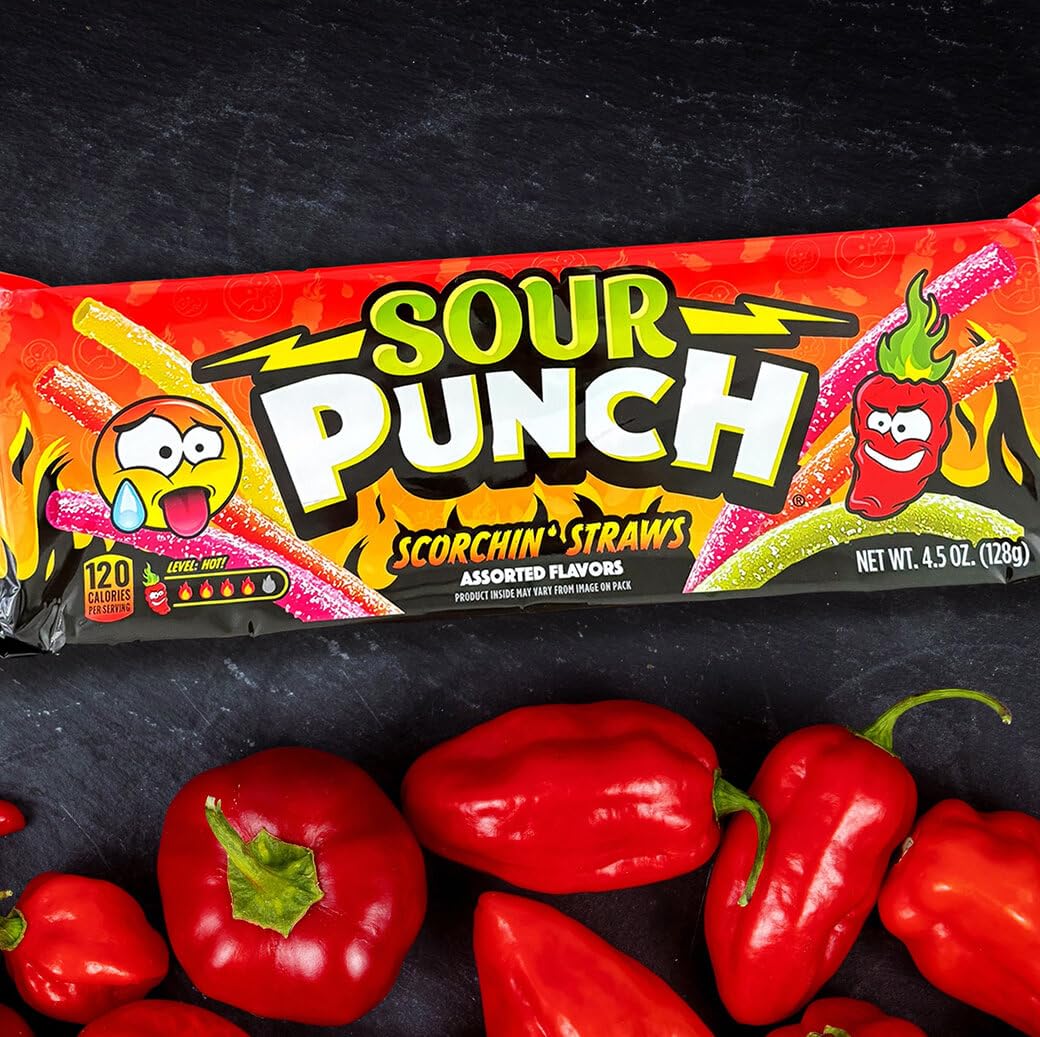 Sour Punch Scorchin Straws Fruity Candy