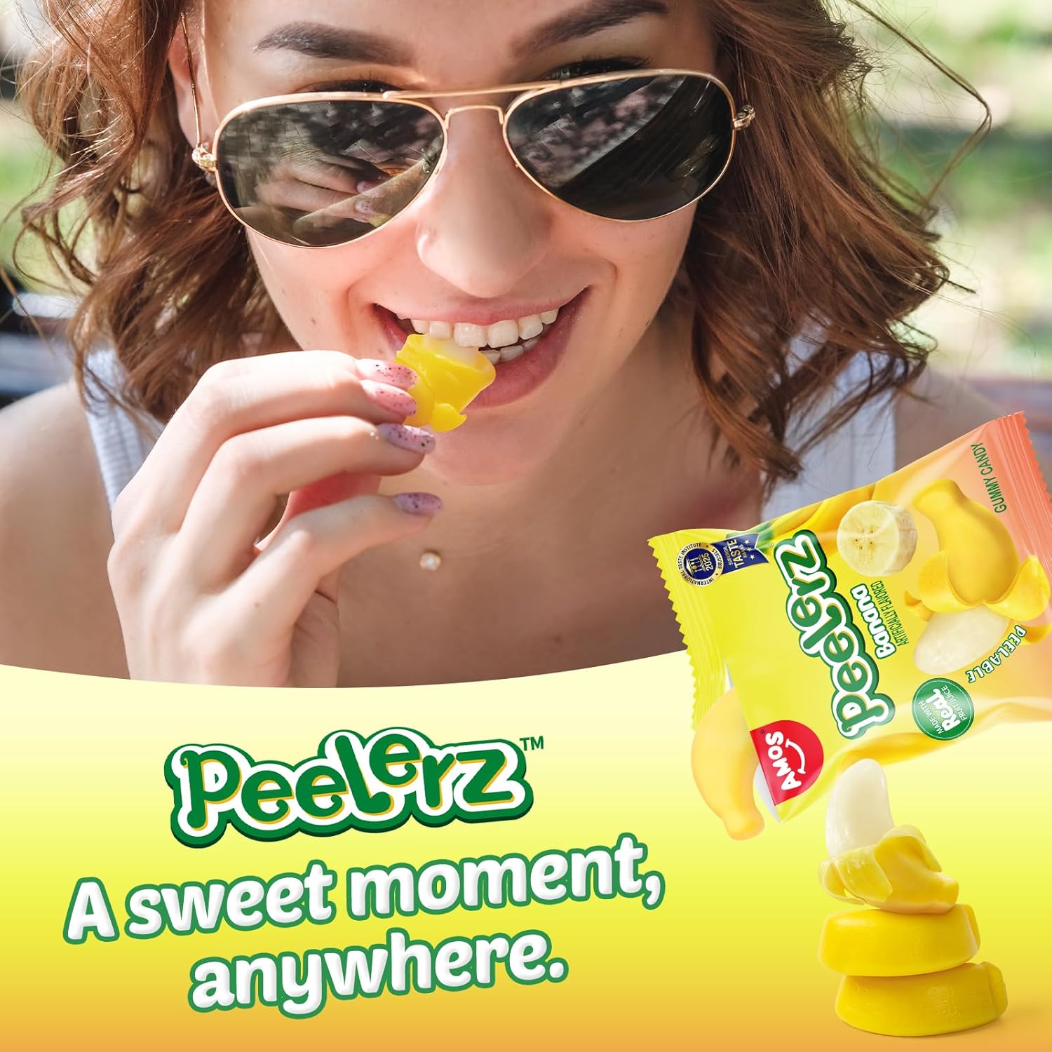 Amos Peelerz Peelable Banana Gummy Candy (Halal)