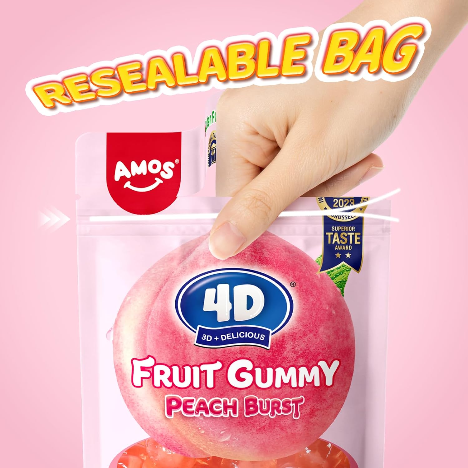 Amos 4D Peach Burst Fruit Gummy