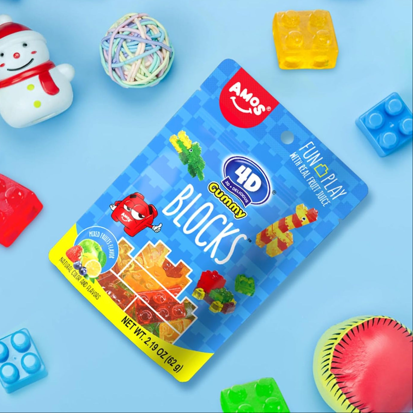 Amos 4D Mixed Fruits Gummy Block