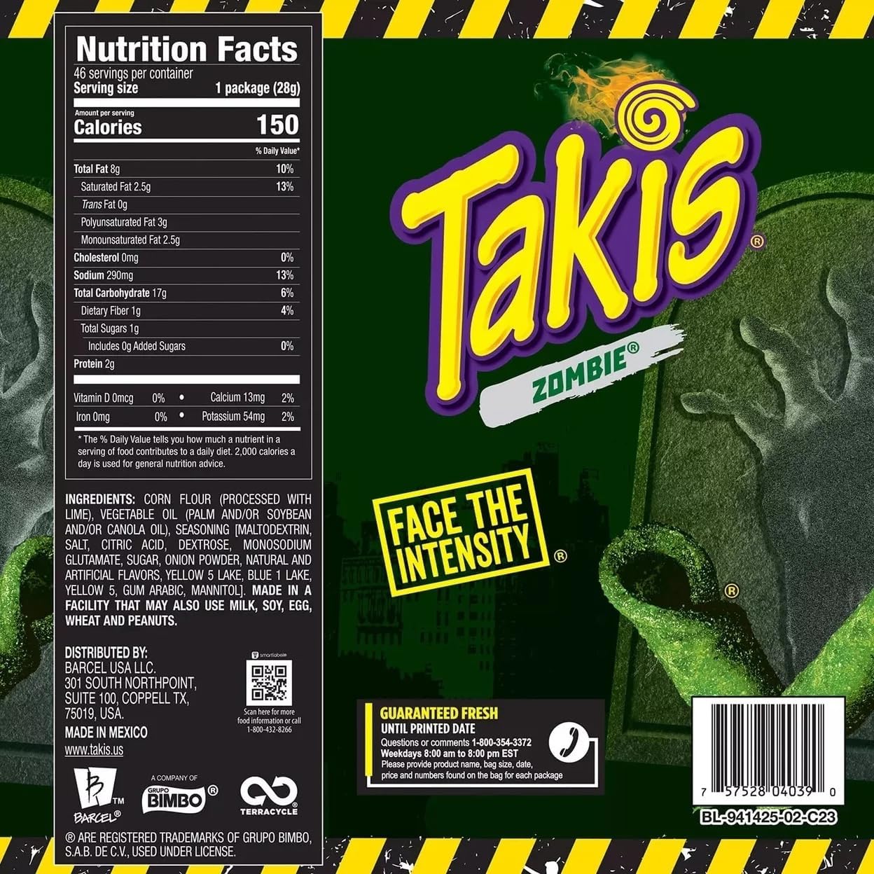 Takis Zombie Habanero & Cucumber Extreme Spicy Rolled Tortilla Chips