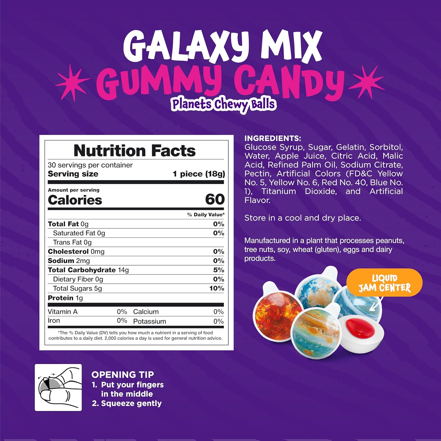 Planet Mix Strawberry Jam Gummy Balls Candy
