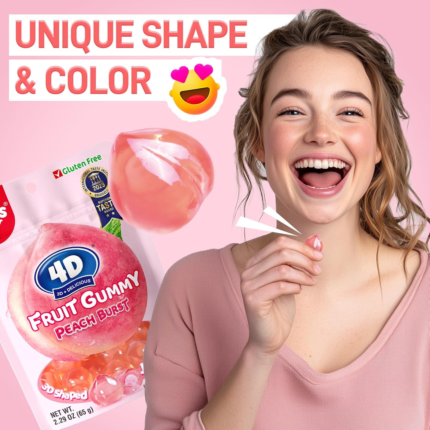 Amos 4D Peach Burst Fruit Gummy