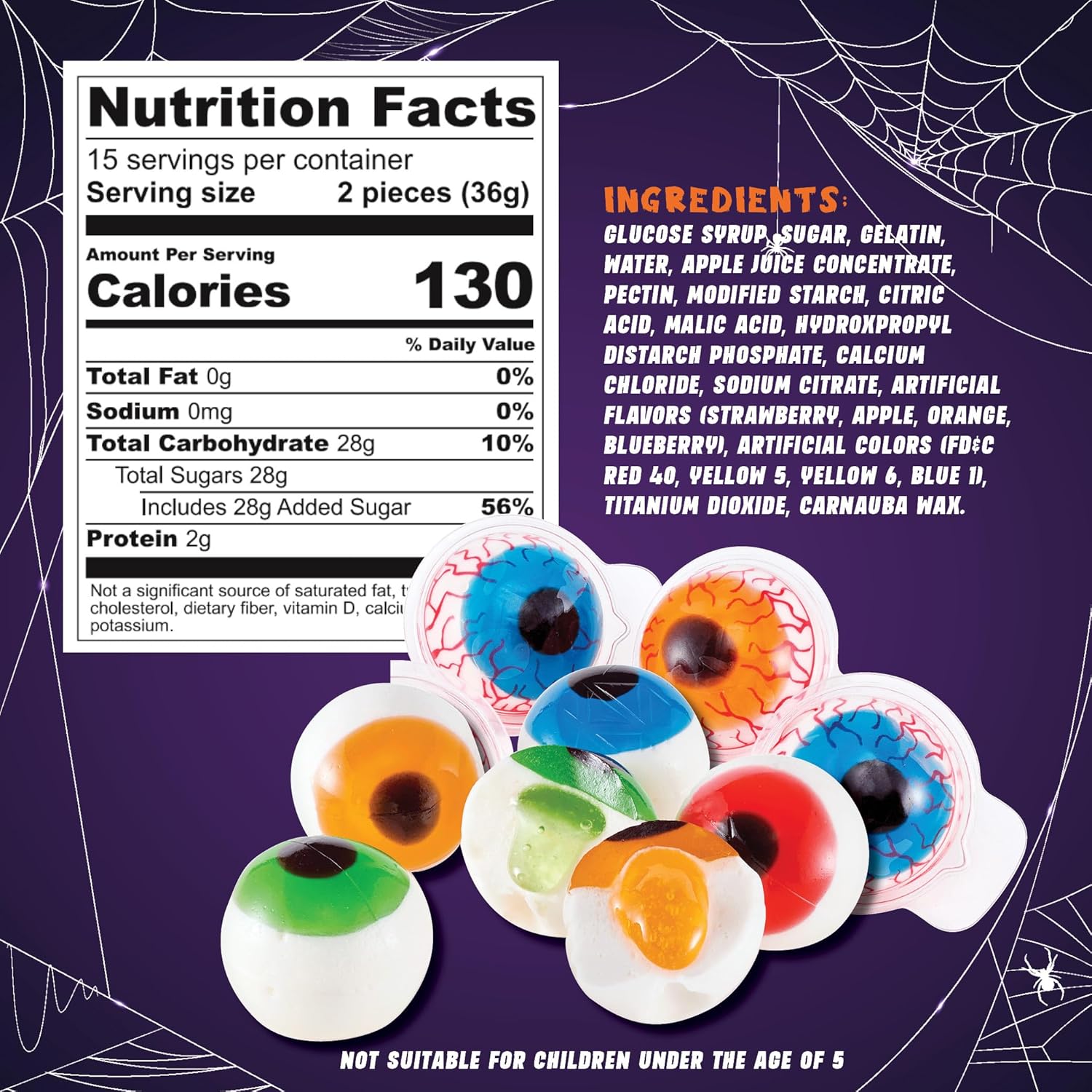 Spooky Halloween Gummy Eyeball with Jelly Filling Candy