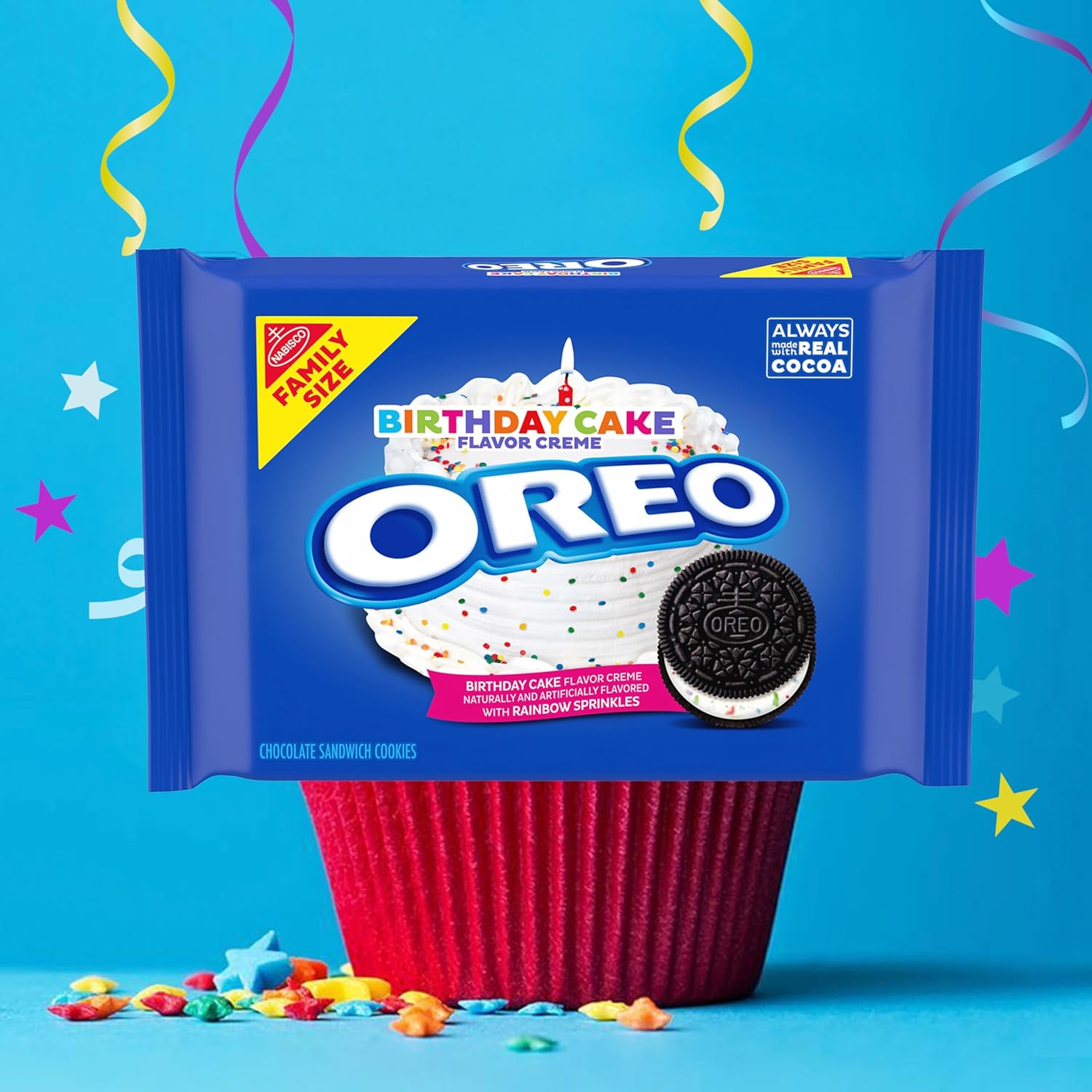 OREO Birthday Cake Creme Chocolate Sandwich Cookies