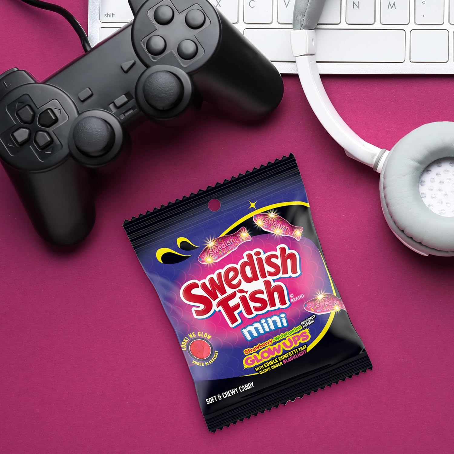 Swedish Fish Mini Strawberry-Watermelon Glow Ups Soft Chewy Candy