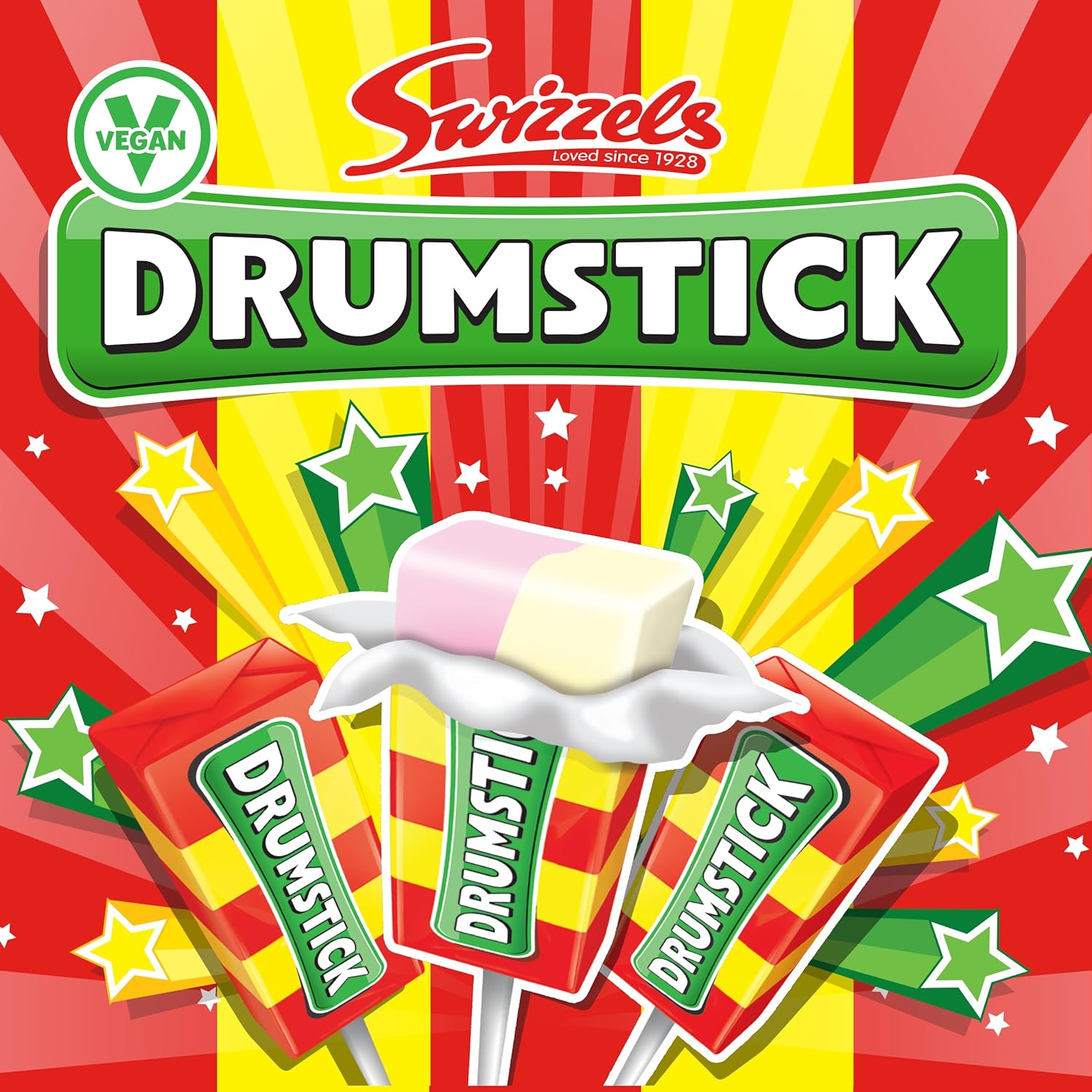 Swizzels Drumstick Mega Raspberry & Milk Lollies