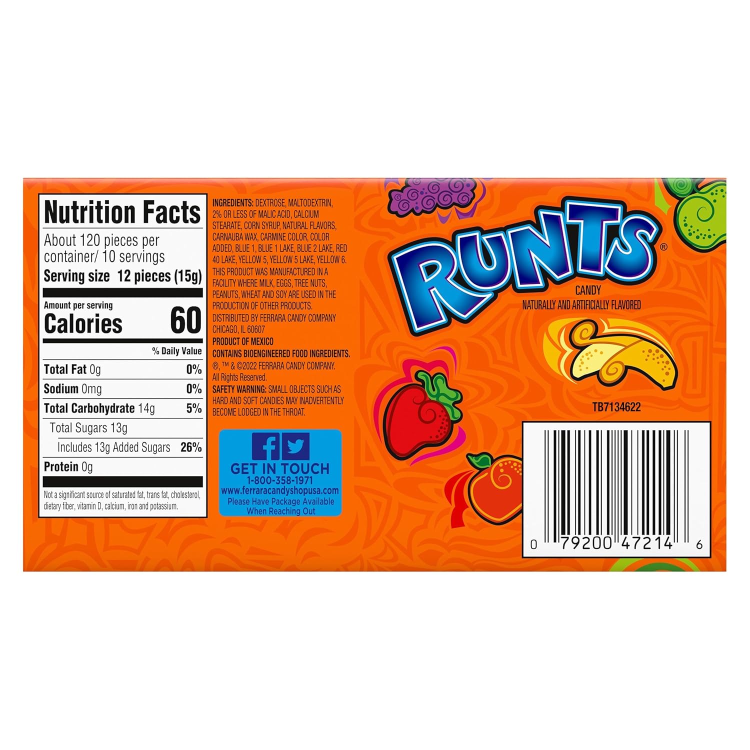 Wonka Runts Hard, Chewy & Fruity Candy Box