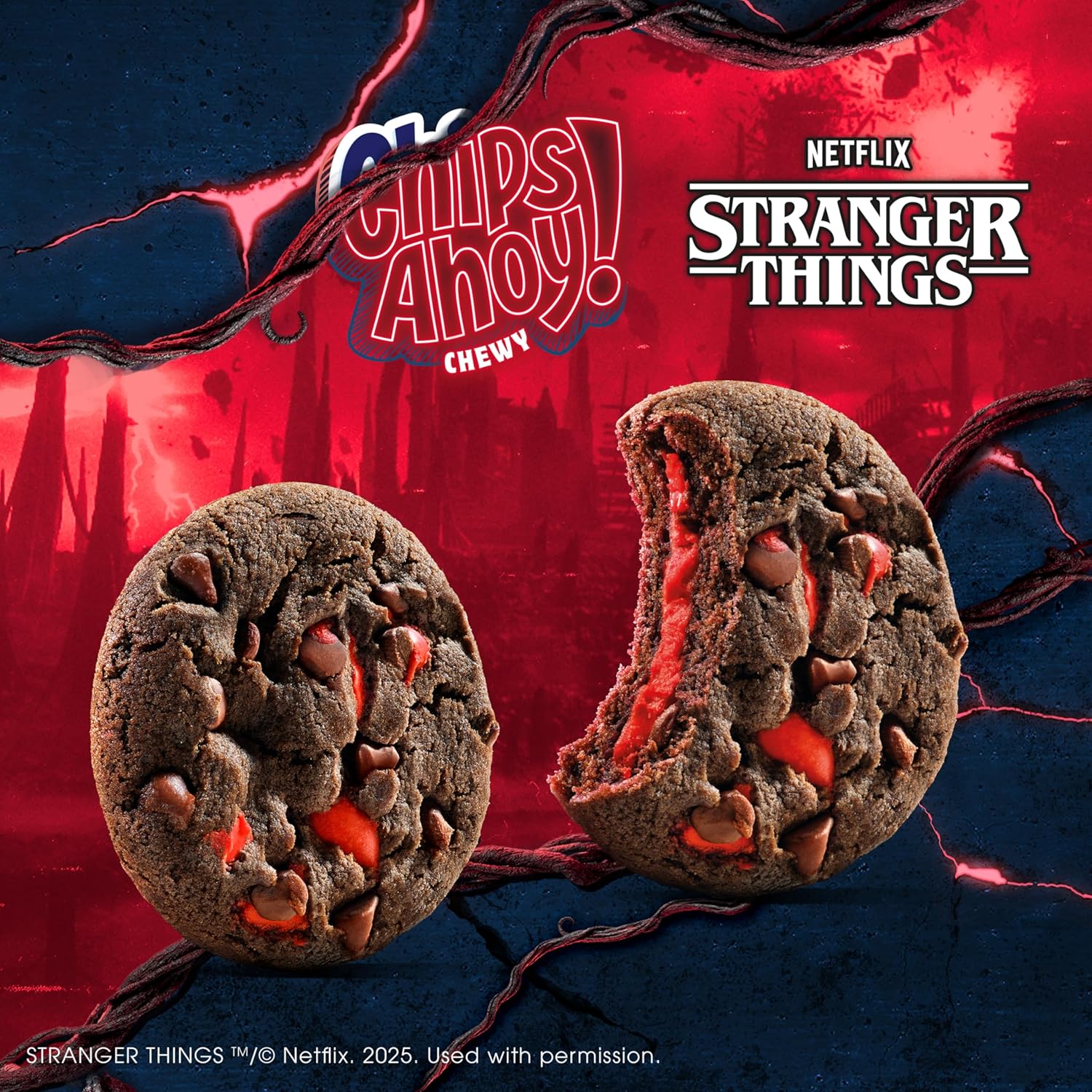 Chips Ahoy! Stranger Things Chewy Chocolatey Strawberry-Flavored Filled Soft Cookies
