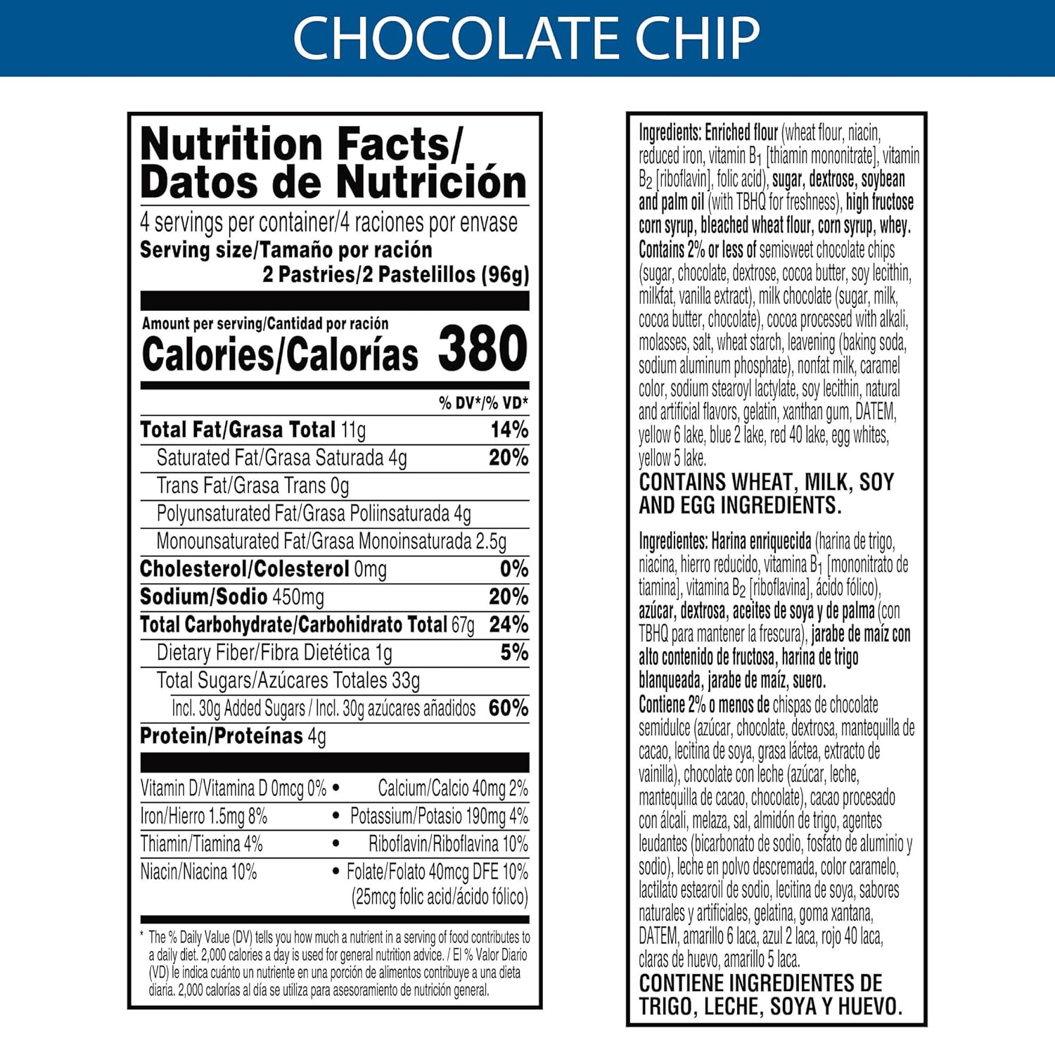 Pop Tarts Frosted Choco Chip Toaster Pastries Box