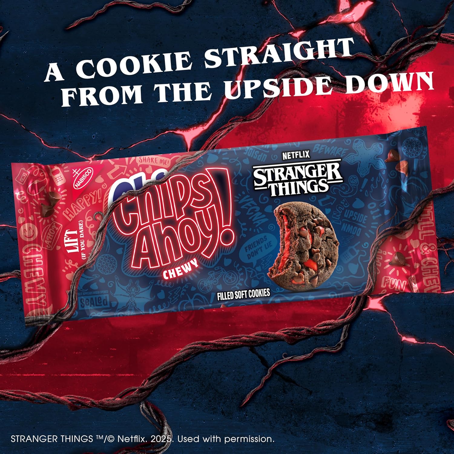 Chips Ahoy! Stranger Things Chewy Chocolatey Strawberry-Flavored Filled Soft Cookies