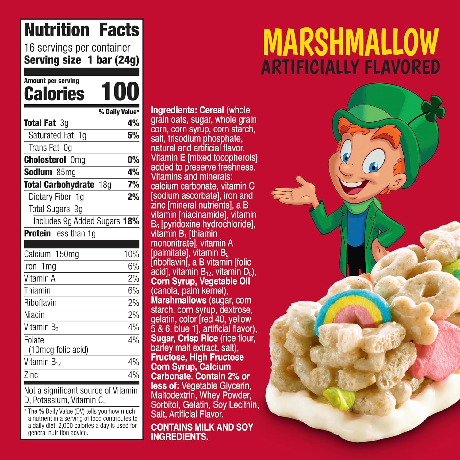 Lucky Charms Breakfast Cereal Marshmallow Treat Bars