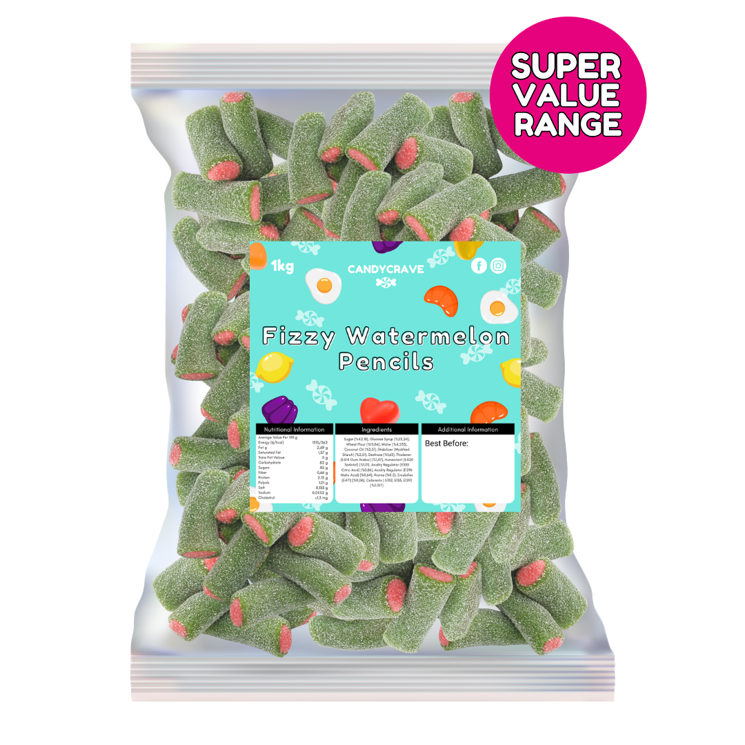 Candycrave Super Value Fizzy Watermelon Pencils 1kg