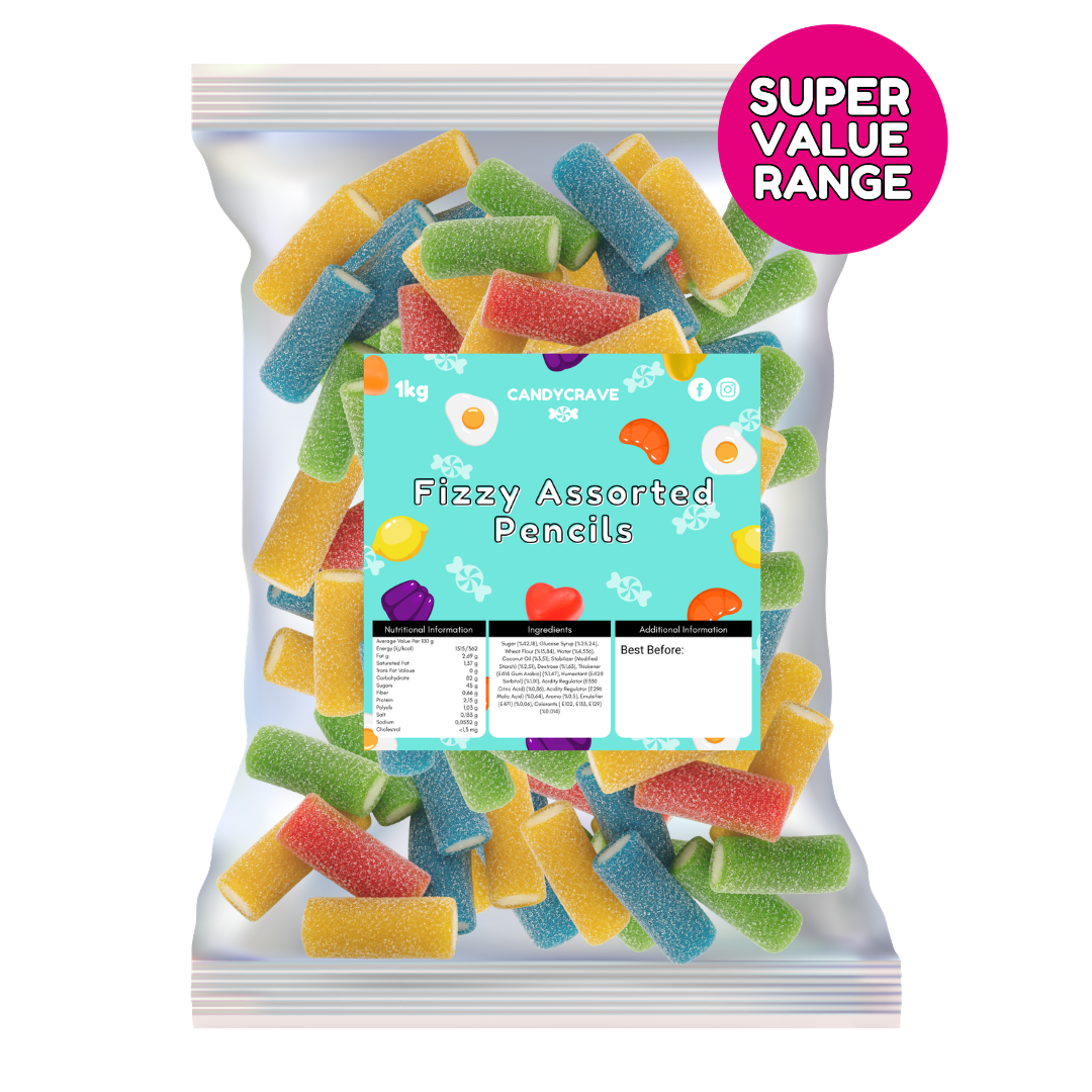Candycrave Super Value Fizzy Assorted Pencils 1kg