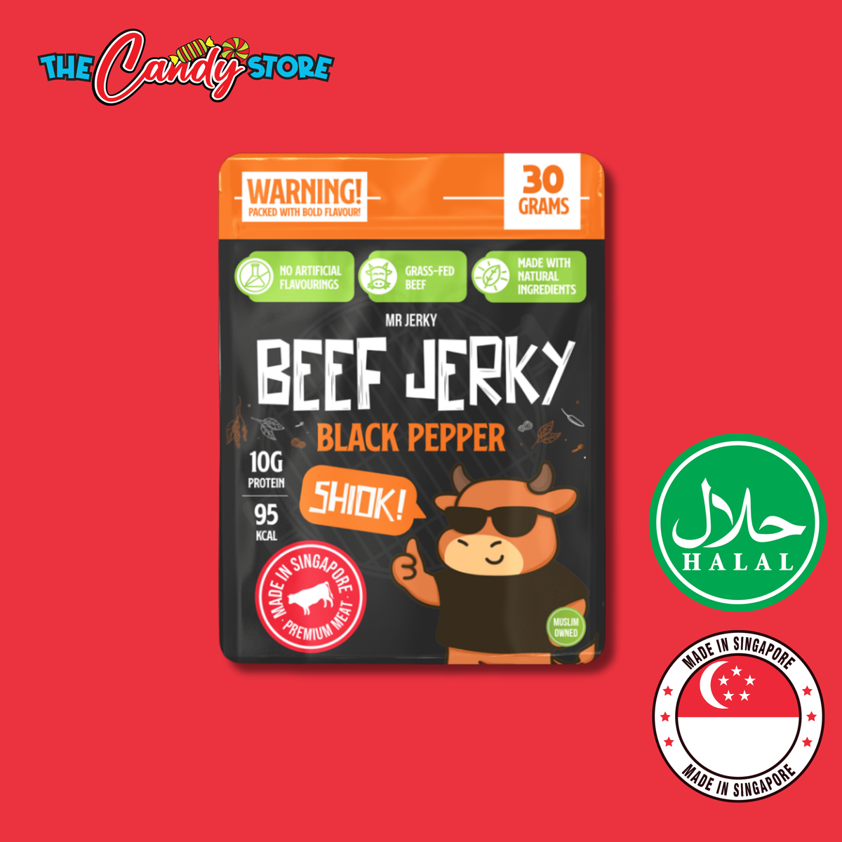 Mr Jerky Black Pepper Beef Jerky, 30g