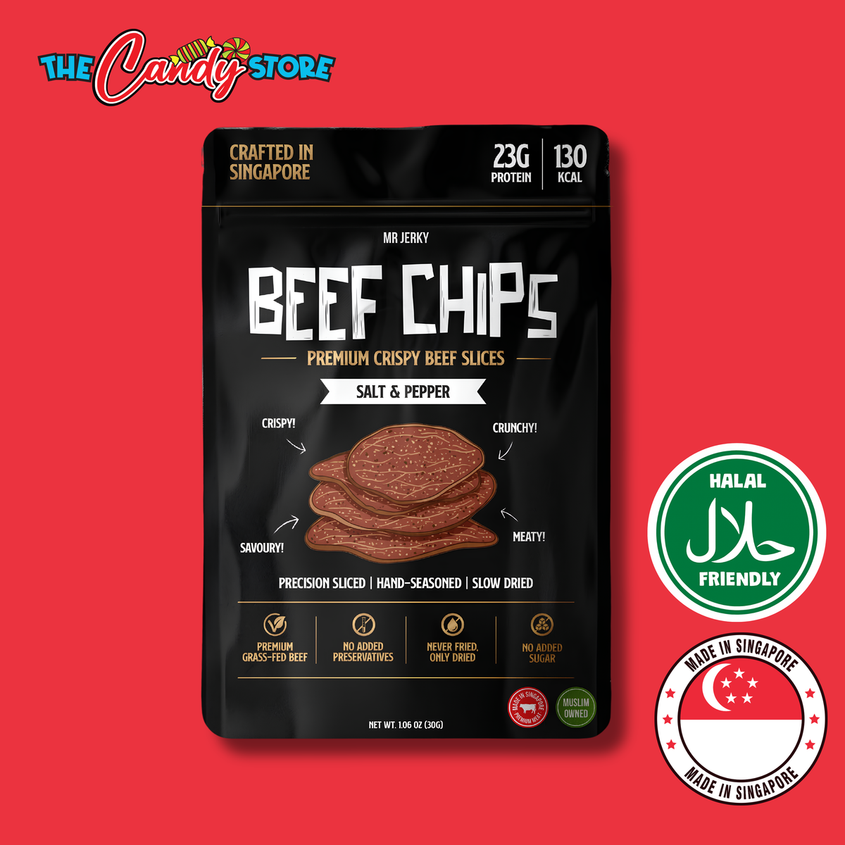 Mr Jerky Salt & Pepper Beef Chips, 30g