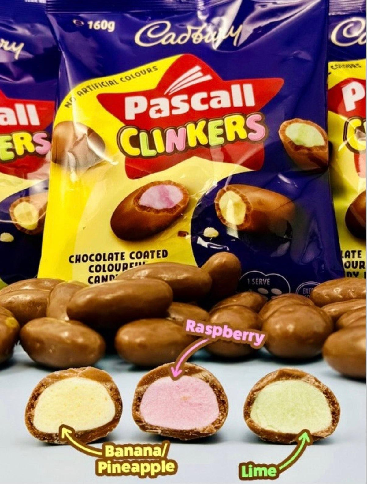 Cadbury Pascall Clinkers Chocolate Coated Candy, 160g