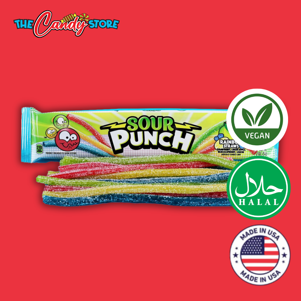 Sour Punch Rainbow Candy Sour Straws