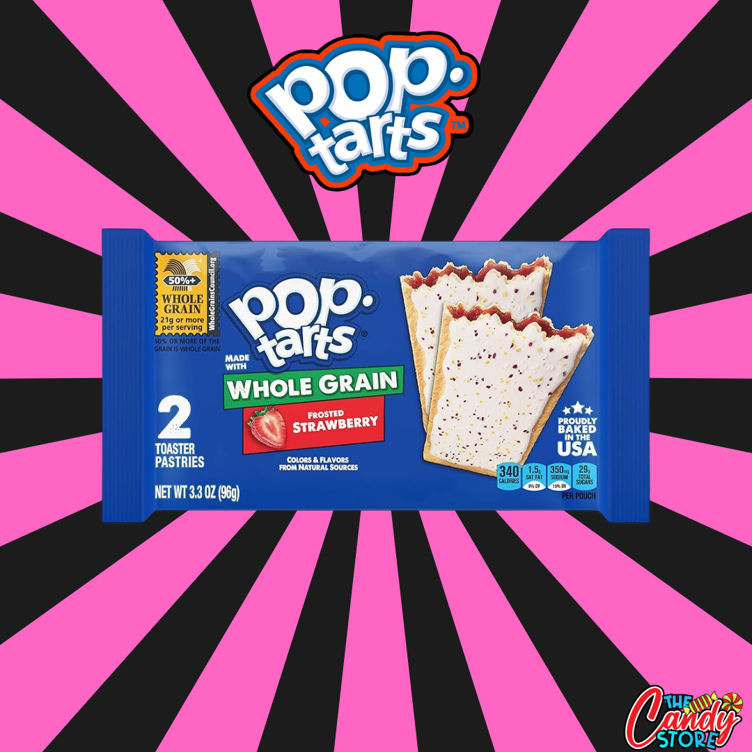 Pop Tarts Wholegrain Frosted Strawberry (2 per pack) - 1.69oz - Contains Gelatin - Imported by TCS from the US