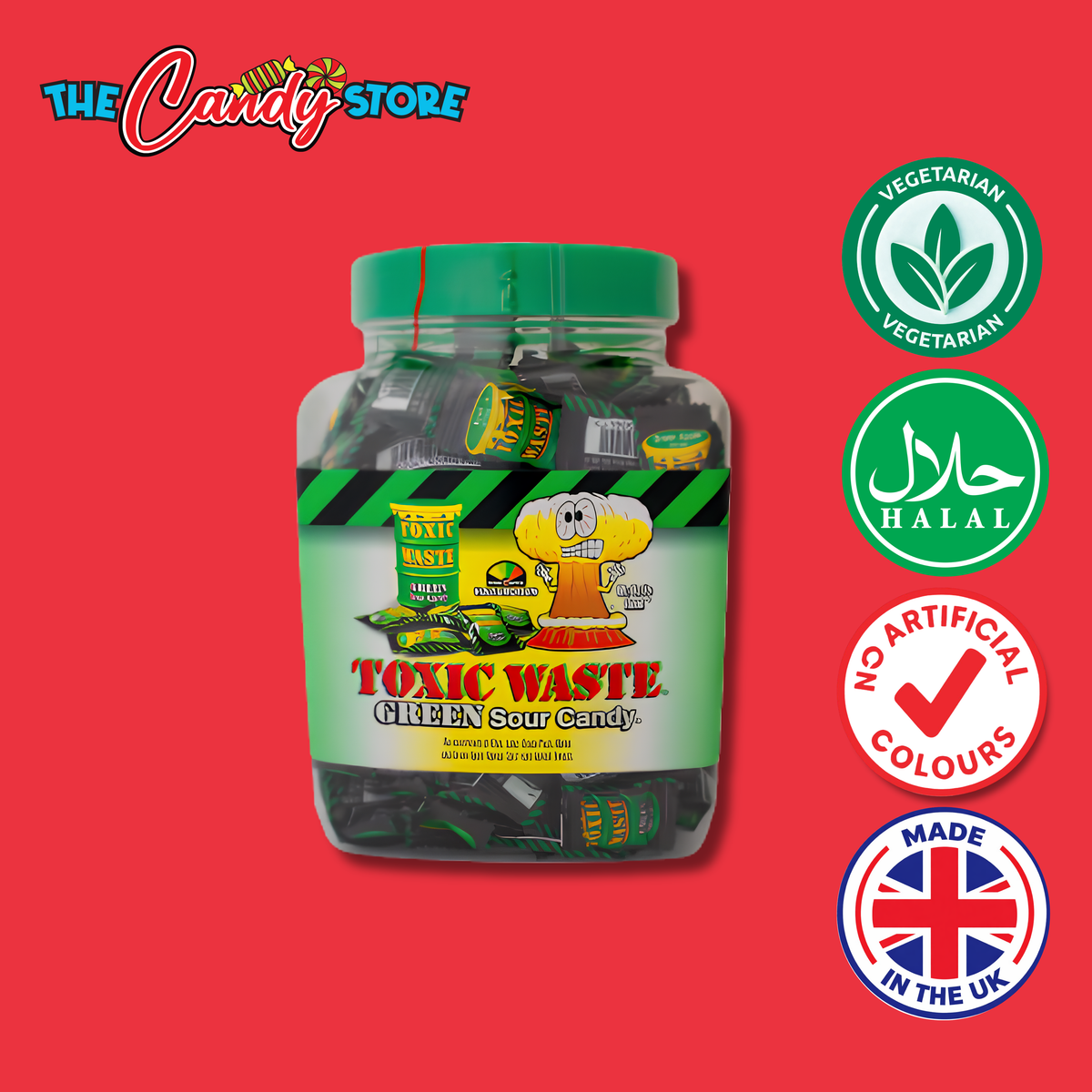 Toxic Waste Green Sour Candy Jar, 1kg