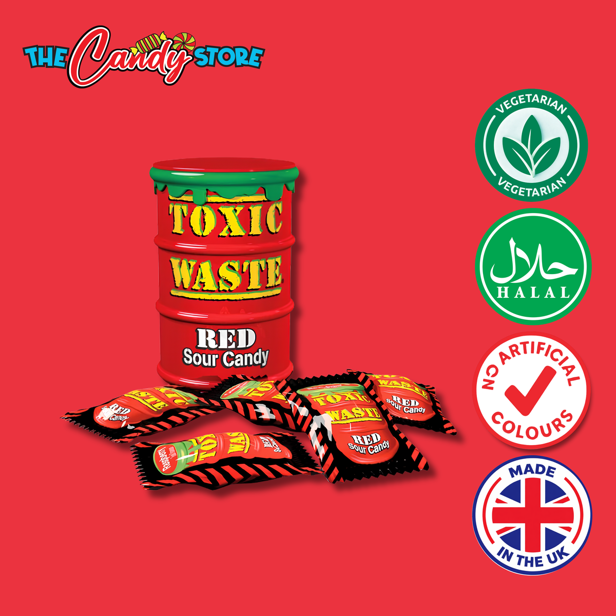 Toxic Waste Red Sour Candy Jar, 1kg