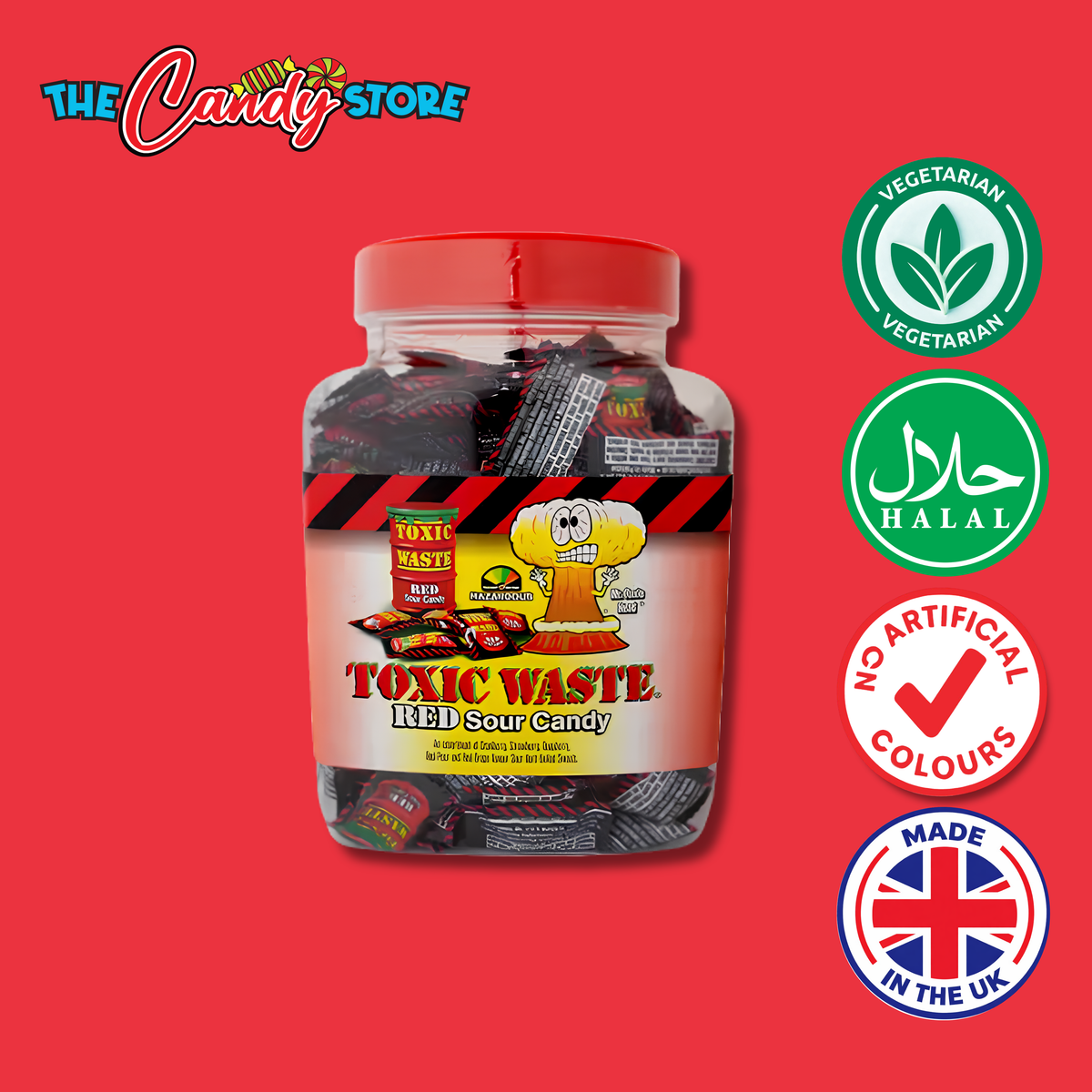 Toxic Waste Red Sour Candy Jar, 1kg