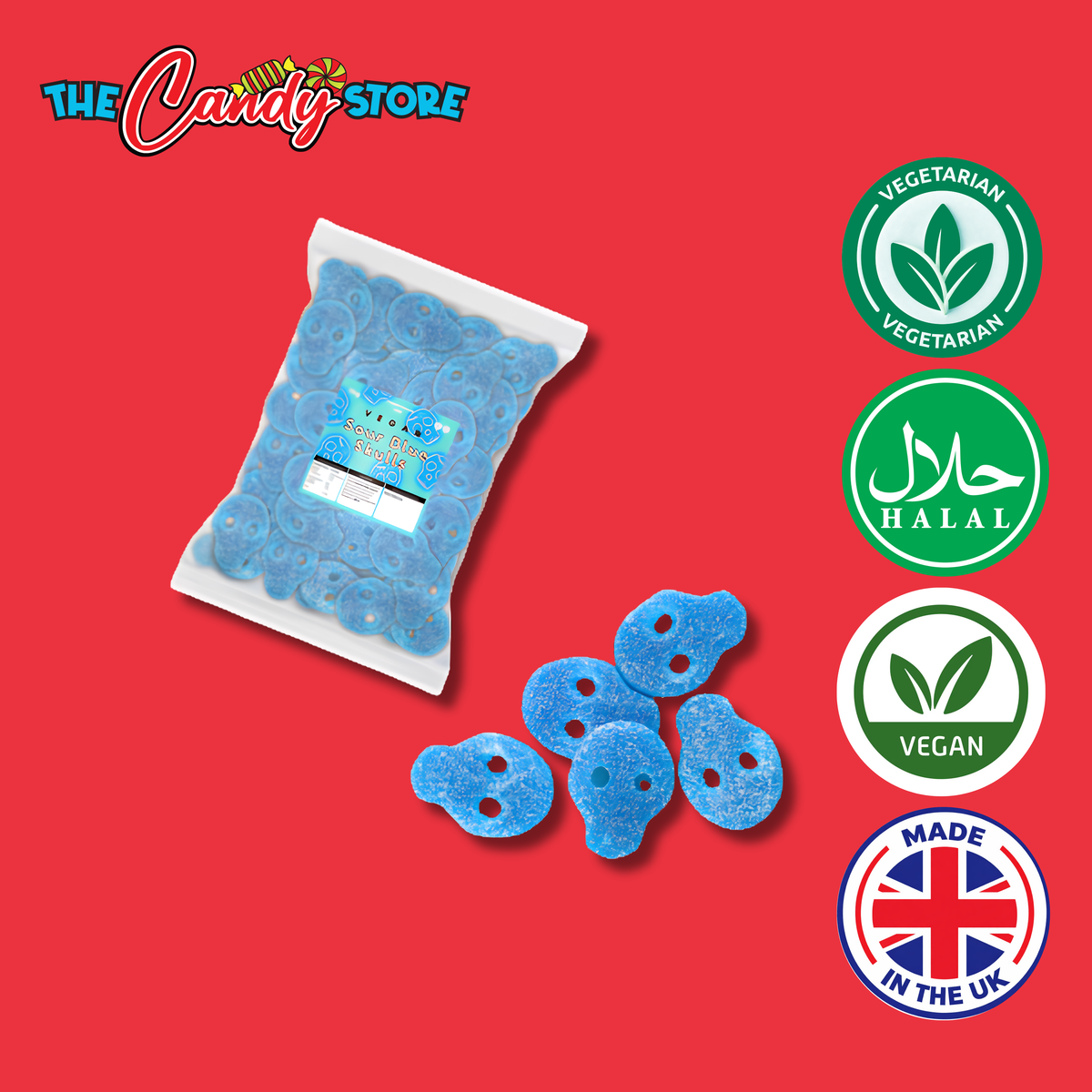 Candycrave Vegan Fizzy Blue Skulls, 2kg