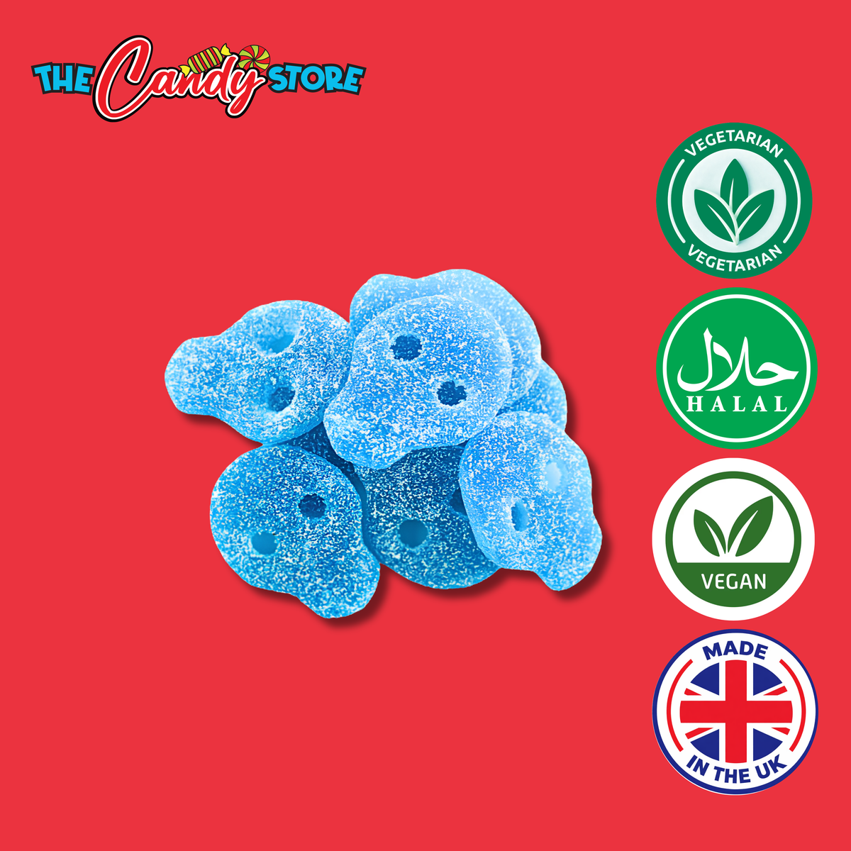Candycrave Vegan Fizzy Blue Skulls, 2kg
