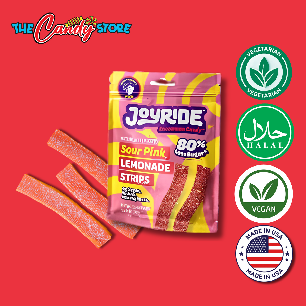Joyride Sour Pink Lemonade Strips, 99g