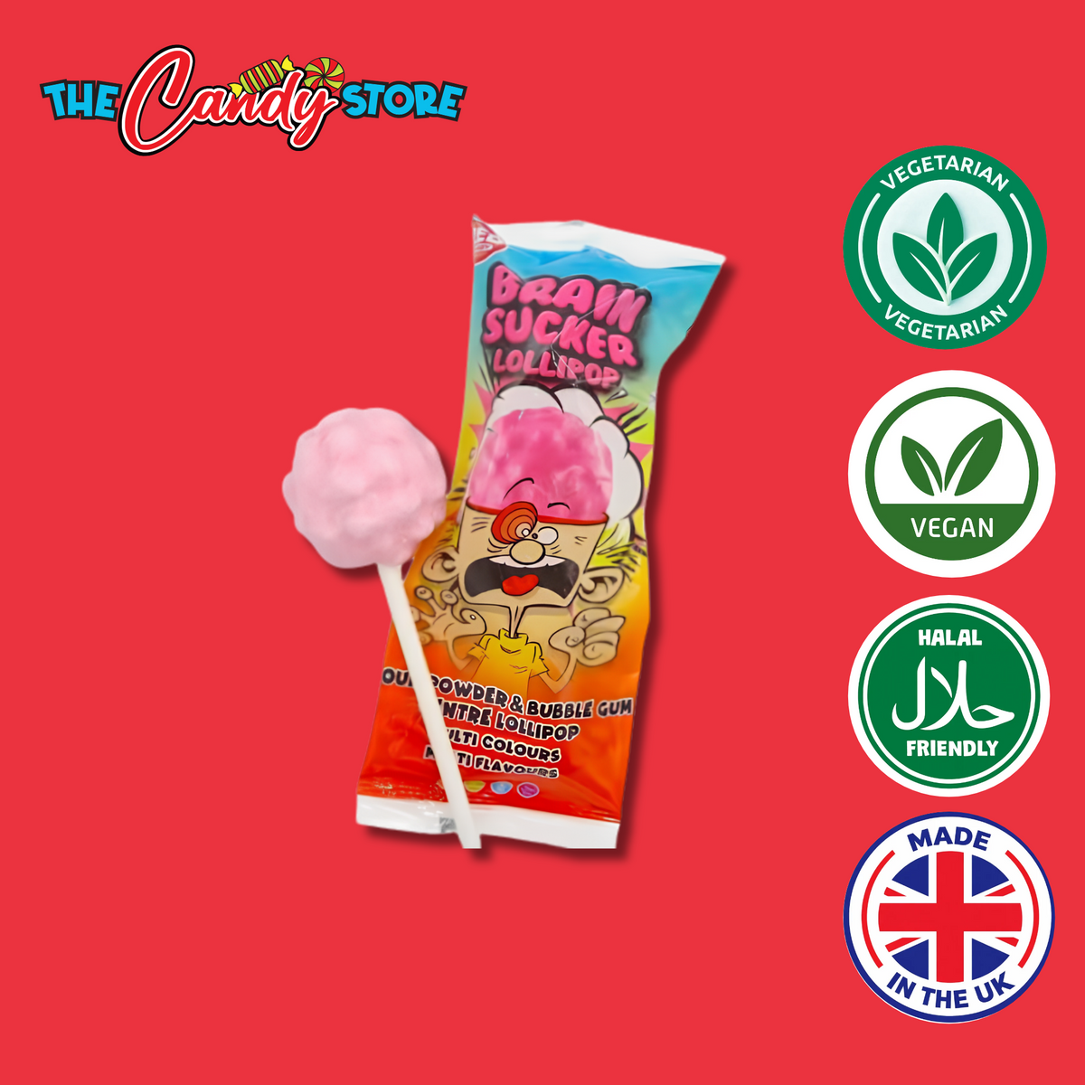 Brain Sucker Giant Sour Lollipop, 65g