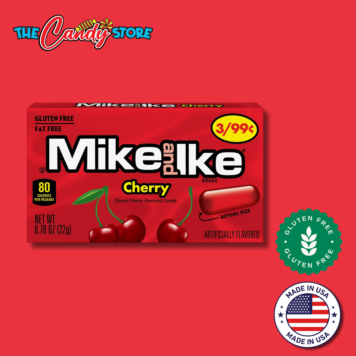 Mike and Ike Cherry Chewy Candy, 22g