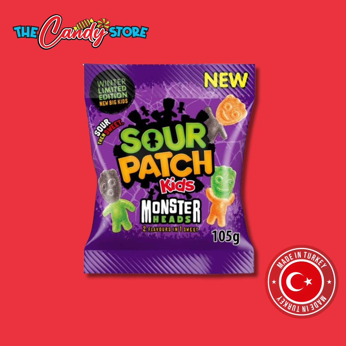 Sour Patch Kids Monster Heads Candy Bag, 105g