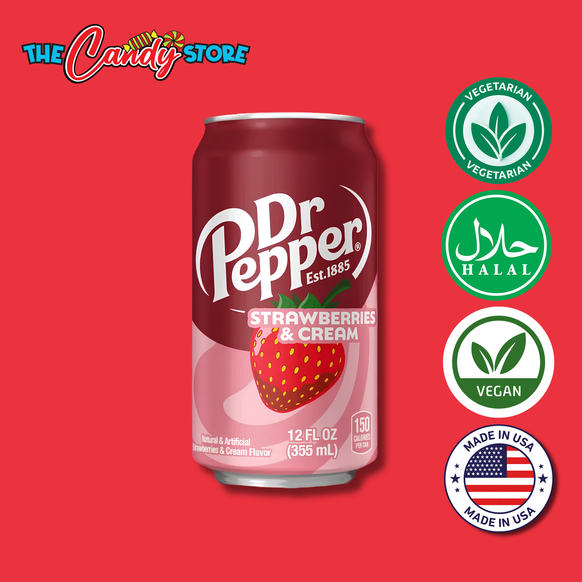 Dr Pepper Strawberries and Cream Soda, 355g