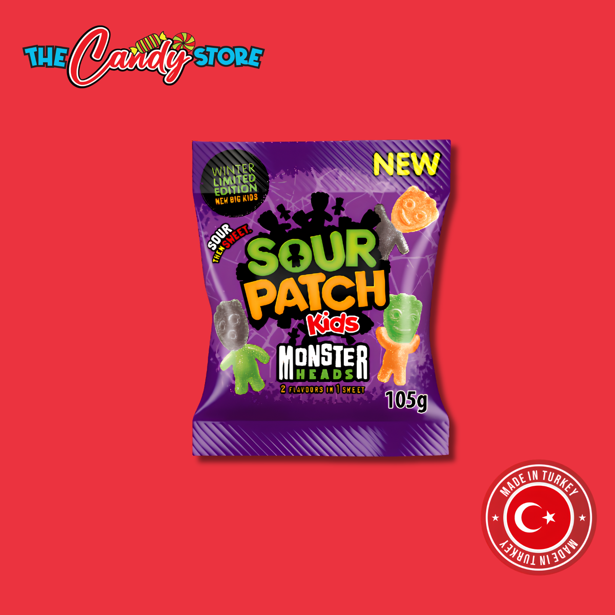 Sour Patch Kids Monster Heads Candy Bag, 105g