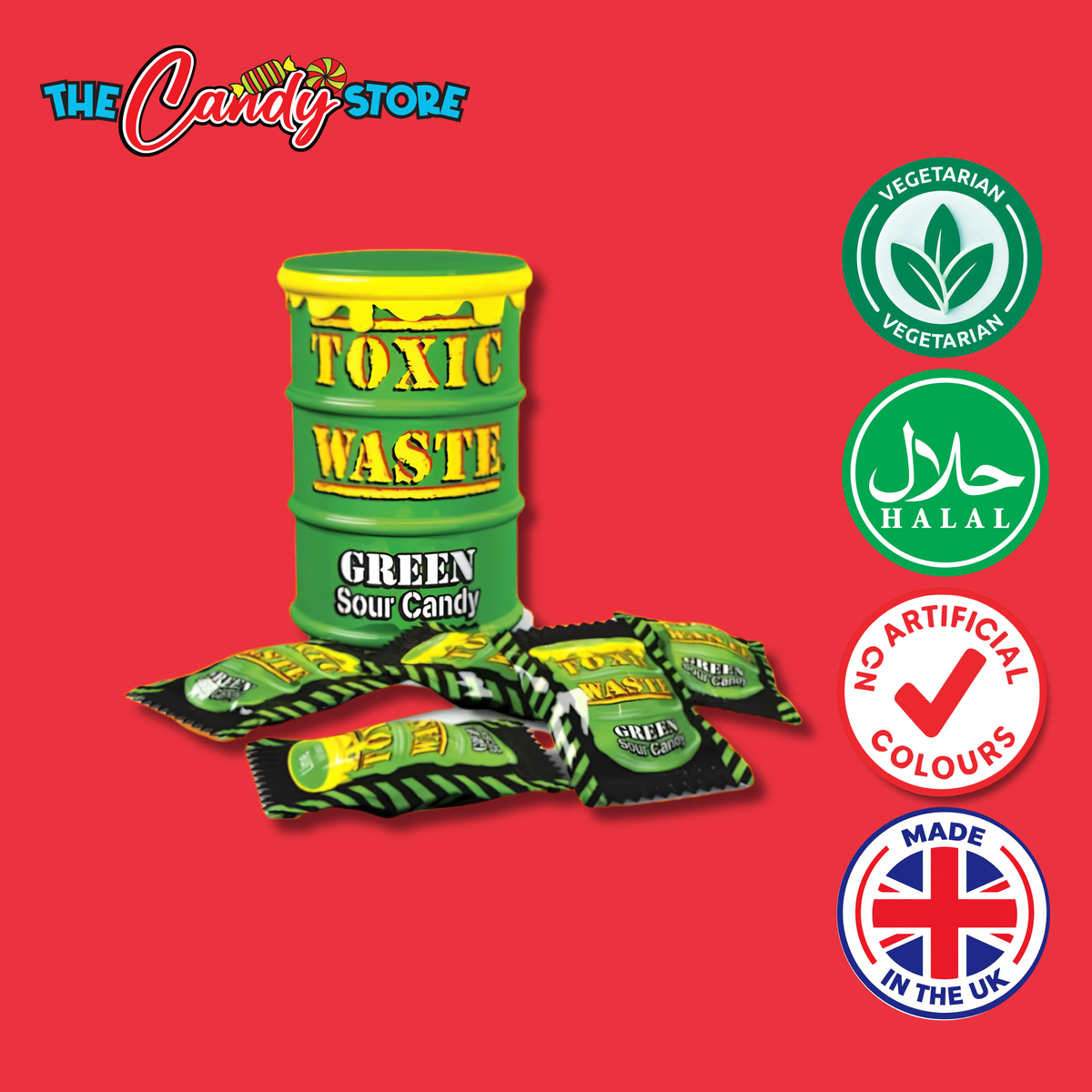 Toxic Waste Green Sour Candy Jar, 1kg