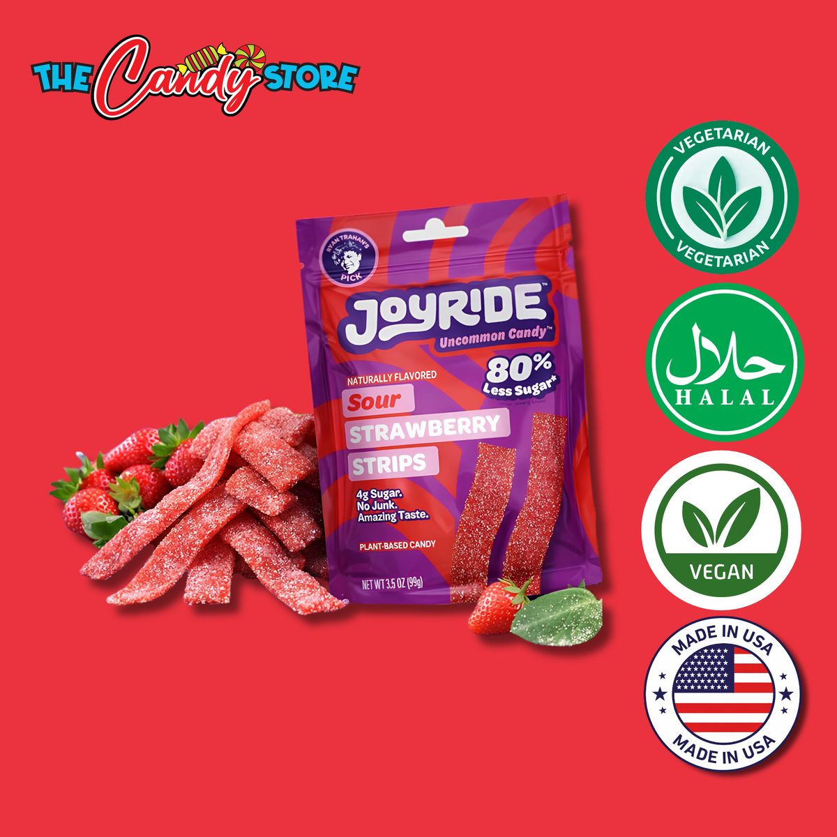 Joyride Strawberry Sour Strips, 99g