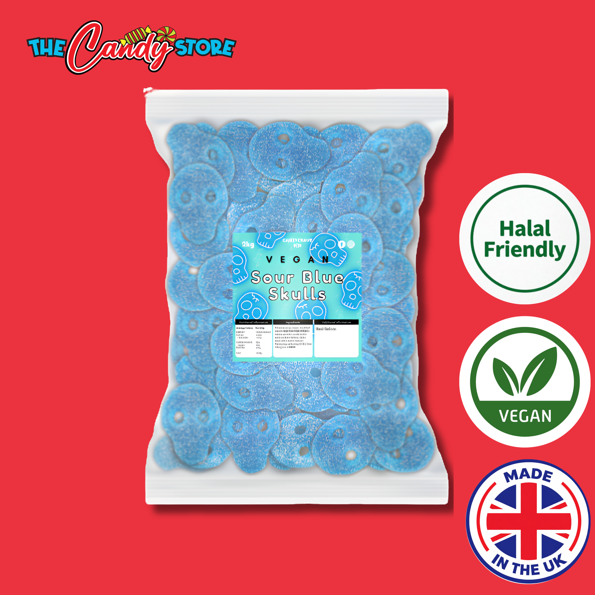 Candycrave Vegan Fizzy Blue Skulls 2kg